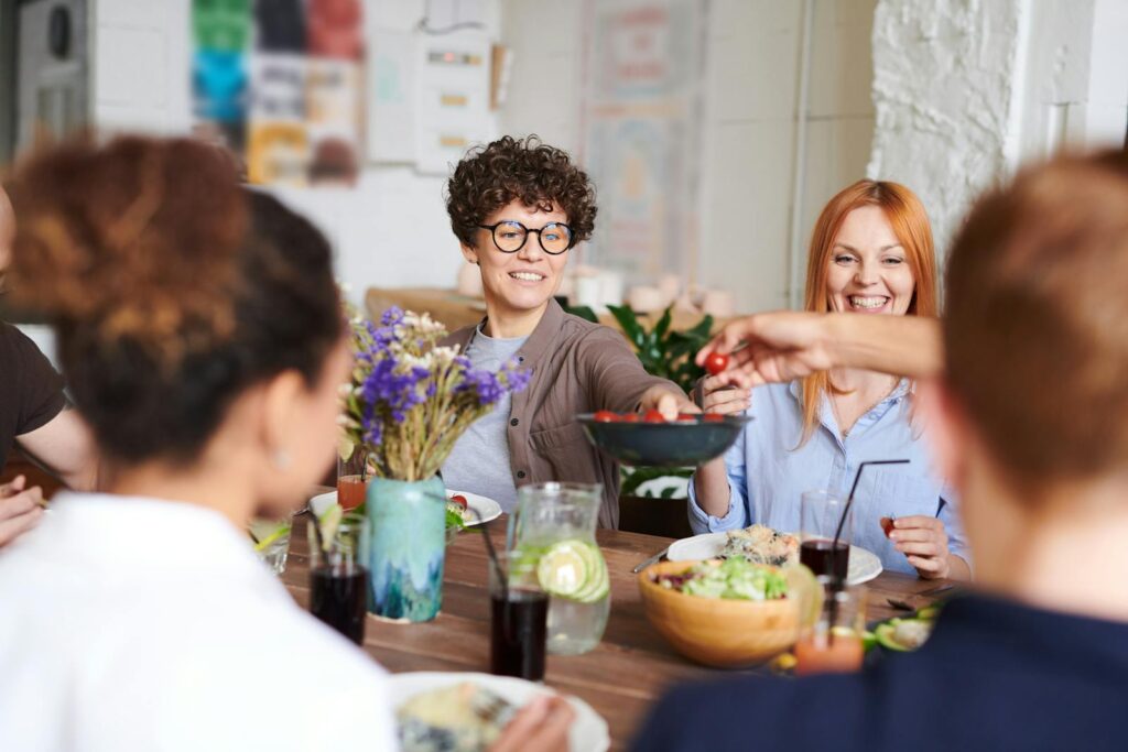 friends getting together for a healthy nutritious meal